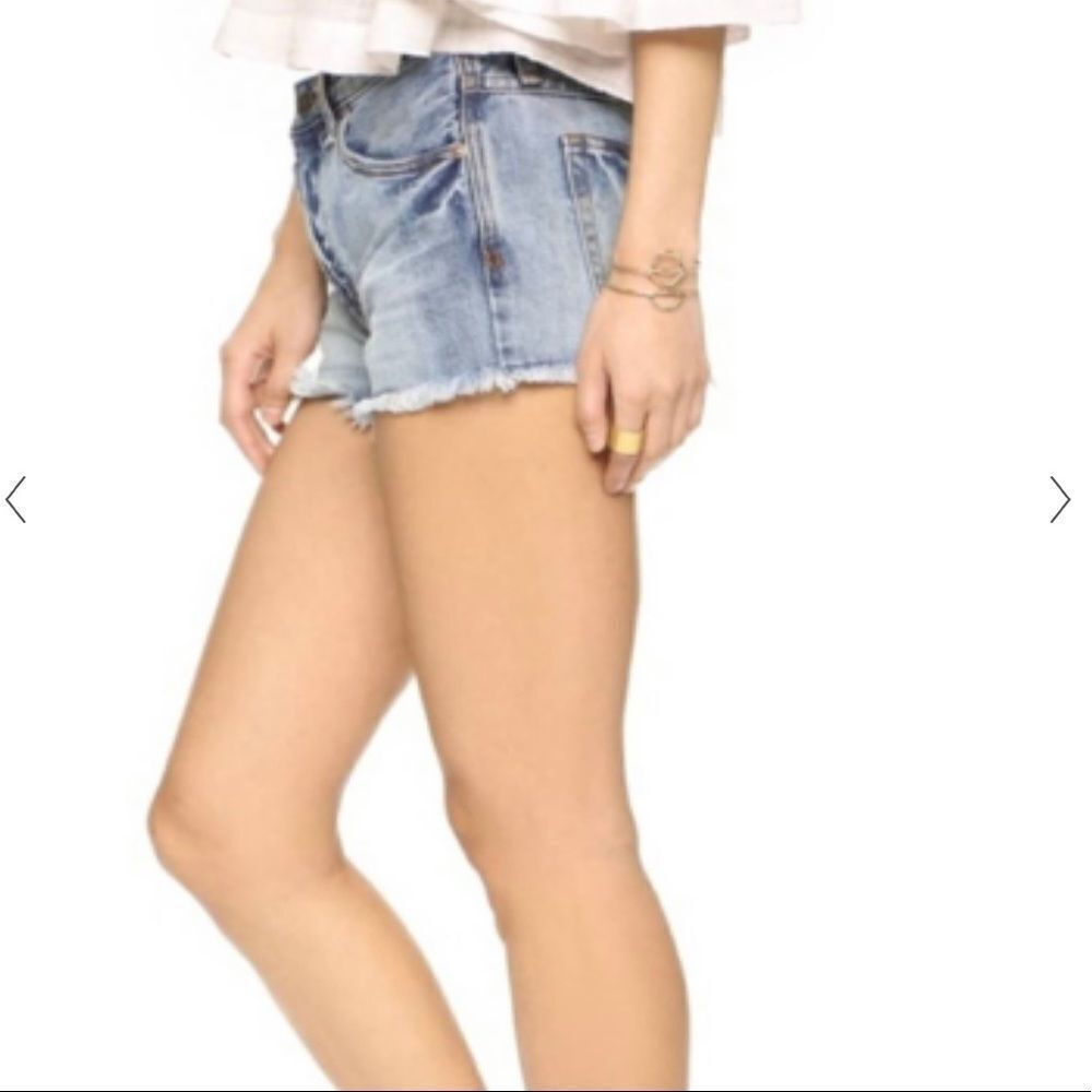 Free People Cut Off High Rise Frayed Camp Shorts - Picture 2 of 11